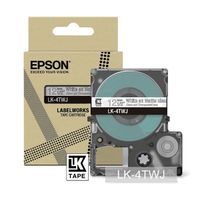 epson lk-4twj cinta mate blanca sobre transparente 12 mm original