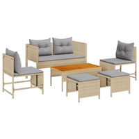 set de sofa de exterior beige y gris claro ratan tela estandar cfw773701