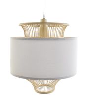 lampara de techo blanca y bambu natural 40 cm diametro