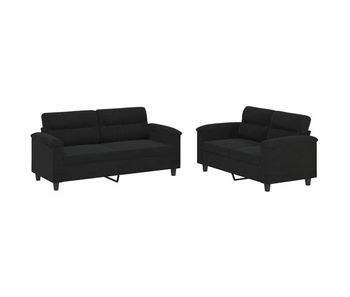 Vidaxl juego de sofás con cojines 2 piezas tela microfibra negro