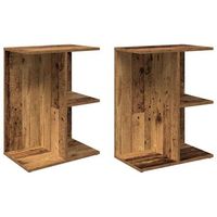 pack 2 uds mesitas noche  mesilla de noche madera ingenieria envejecida 465x29x61 cm