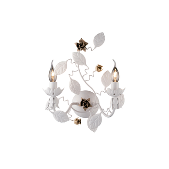 Preciosa Lámpara De Pared De Hierro Lacado Blanco Shabby 2 Luces .37 P.21 Bl196-ap2-bco