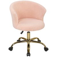vinsetto silla de oficina sillon de oficina ergonomico regulable en altura asiento giratorio base de acero rosa