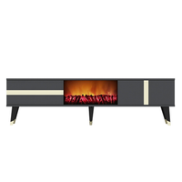 suny mueble tv con chimenea led de 150 cm gris antracita