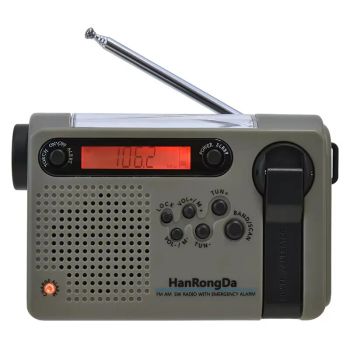 HanRongDa HRD-900 Radio de Emergencia AM FM SW Solar Manivela NOAA Alerta Meteorológica Power Bank de 2000mAh Linterna A