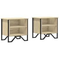 mesita de noche  mesilla de noche madera de ingenieria roble sonoma 40x30x40 cm