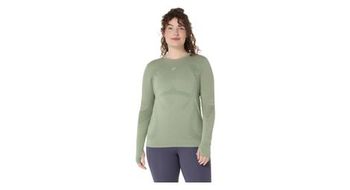 Maillot sin costuras de manga larga para mujer asics road verde