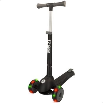 Patinete 3 Ruedas Infantil Plegable con Ruedas Luminosas, 30x61,5x64-78 Cm, Negro