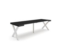 mesa consola extensible mesa comedor plegable 262x90x73cm para 12 comensales patas madera maciza estilo moderno negro