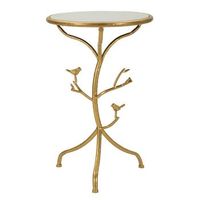 mesa de centro de metal dorado y marmol cm o 38x60
