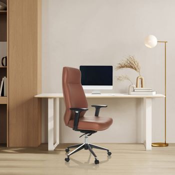 Sillón de oficina profesional piel sintética marrón