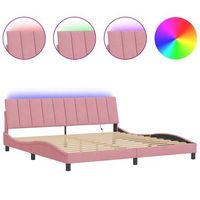 estructura de cama con led sin colchon hanko terciopelo rosa 200x200 cm vidaxl