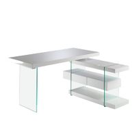 escritorio madera blanco y cristal templado