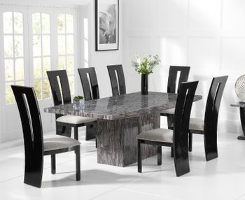 Crema 180cm Grey Marble Dining Table with Verbier Chairs