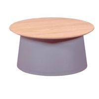 mesa de centro redonda con tablero de madera de roble 69x69x34cm - gris