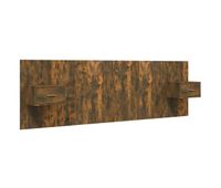 cabecero de cama y mesitas madera contrachapada roble ahumado 160x15x80 cm