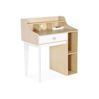 escritorio infantil con cajon y estantes blanco y natural