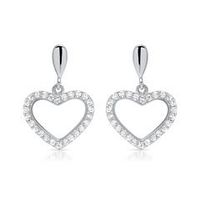 pendientes corazon de plata 925 pulida con circonita