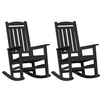 Mecedoras De Jardín 2 Uds Negro 70x92x107.5 Cm Hdpe Cfw323893