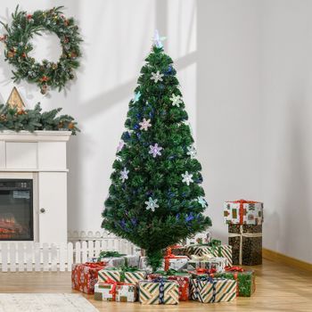 Árbol De Navidad Artificial De Pvc Metal Homcom 60x60x150 Cm - Verde