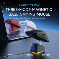 ajazz aj139p v3 mc raton inalambrico para juegos con base de carga magnetica sensor paw3311 triple modo largo alcance raton de oficina dpi24000