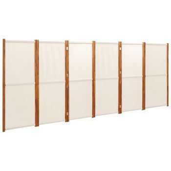 Biombo Divisor De 6 Paneles Blanco Crema 420x180 Cm Vidaxl