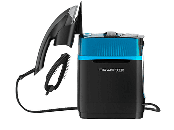 Plancha de vapor vertical - Rowenta Cube UR2020D1, 2170 W, 5.8 bar, 1.1 l, 200 g/min, Función vaporización y desinfección, Negro