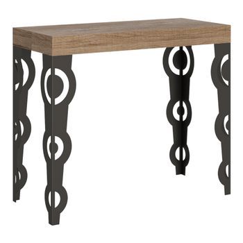 Consola Extensible 90x40/196 Cm Karamay Small Roble Natural Estructura Antracita