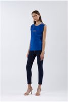 camiseta sin mangas con botones y logotipo estampado royal