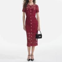 self-portrait guipure lace midi dress - uk 6