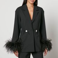 sleeper girl with pearl feather-trimmed crepe blazer - m