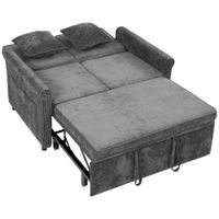 homcom sofa cama 2 plazas 3 en 1 con respaldo ajustable 5 niveles bolsillos laterales 2 almohadas para sala de estar gris   aosom espana