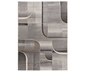 Alfombra abstracta con trazos geométricos en gris medel, 160x230 cm - atticgo