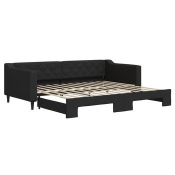 Cama Individual | Cama Para Adultos | Sofá Cama Nido Tela Negro 90x200 Cm