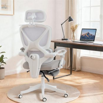 Silla De Escritorio De Malla Homcom 71x70x119-129 Cm Gris Claro