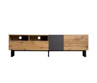 mueble tv 180cm - 2 cajones y 5 compartimentos - estilo industrial - natural
