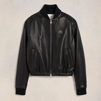AMI Padded Leather Biker Jacket - L