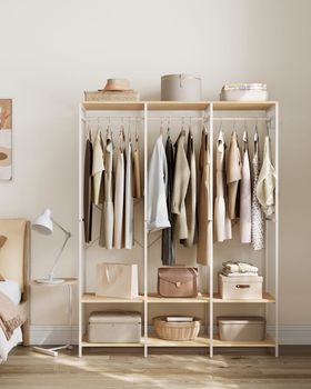 Perchero de 40 x 141 x 180 cm de color beige natural