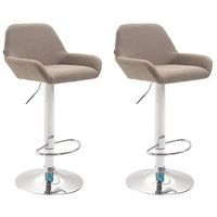 juego de 2 taburetes de bar con reposapies en forma de arco de metal cromado asiento de tela color topo 100004042