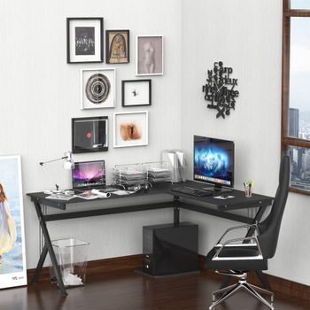 Mesa De Ordenador Pc Forma L De Mdf Metal Homcom 155x130x76cm - Negro
