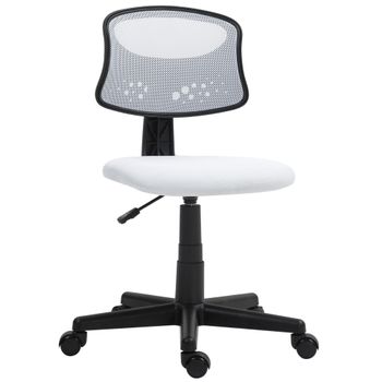 HOMCOM Silla de Oficina sin Brazos Silla de Escritorio Giratoria con Respaldo de Malla Transpirable Altura Ajustable Blanco
