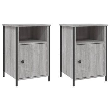 Mesitas De Noche 2 Uds Madera Contrachapada Gris 40x42x60 Cm Vidaxl
