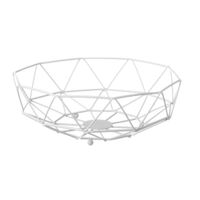 frutero geometrico de metal blanco 27x9cm