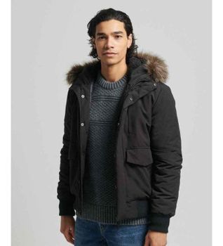 Superdry para hombre. M5011113A Cazadora Bómber Everest negro (XXL), Casual, Poliéster, Manga larga