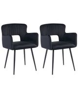 conjunto de 2 sillas de comedor  terciopelo negro
