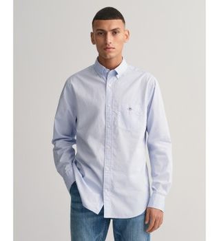 Gant para hombre. 3000100 Camisa Regular Fit de popelina azul (M), Casual, Algodón, Clásico, Manga larga