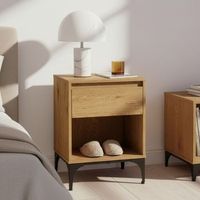 mesa auxiliar kistiandi con cajon mdf 62x46x40cm - roble oscuro encasa