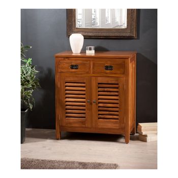 Aparador con 2 puertas y 2 cajones madera de teca marrón