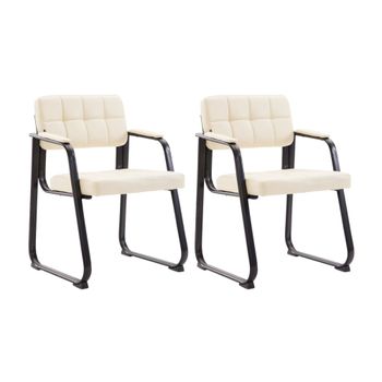Set de 2 sillas con patas de metal y asiento en Simil cuero Crema
