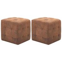 mesitas de noche 2 uds piel ante artificial marron 30x30x30cm vidaxl